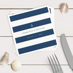 Editable Rand Färg Anchor Nautical Bröllop Pappersservett