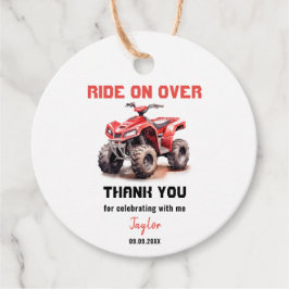 Editable Red ATV Wheeler Bike Birthday Gåvor Etiketter
