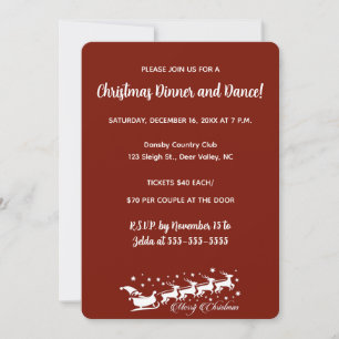 Editable Red Classy Santa Sleigh och Reindeer Inbjudningar