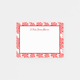 Editable Red White Peppermint Mönster Helgdag Post-it Block