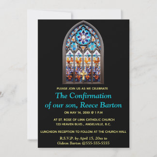 Editable Religious Event Stained Glass Window Inbjudningar