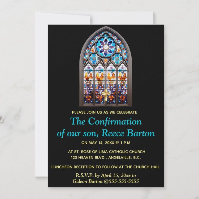 Editable Religious Event Stained Glass Window Inbjudningar (Framsida)