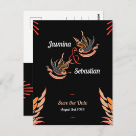 Editable Rockabilly Sväljer Bröllop spara datum Vykort