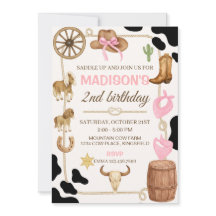 Editable Rodeo Cowgirl Birthday-inbjudan