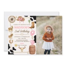 Editable Rodeo Cowgirl Birthday Photo-inbjudan