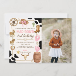 Editable Rodeo Cowgirl Birthday Photo-inbjudan Inbjudningar
