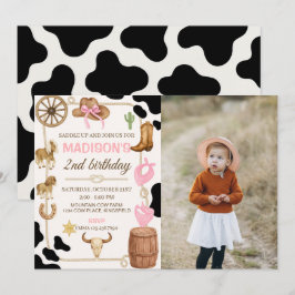 Editable Rodeo Cowgirl Birthday Photo-inbjudan Inbjudningar
