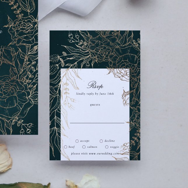 Editable Romantic Flower Wandeald Gold Foil OSA Kort (RSVP showcasing suite - additional items (bought separately))