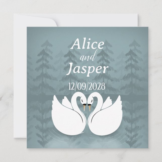 Editable Romantic och elegant bröllop Sticker Inbjudningar (Framsida)