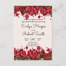 Editable Romantic Red Blommigt Wedding bjudande