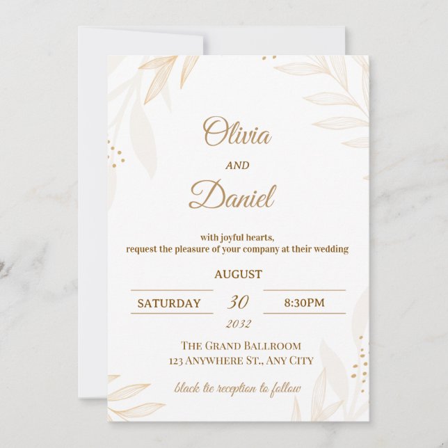 Editable Romantic Wedding Invitation  Inbjudningar (Framsida)