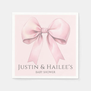 Editable Rosa Bow Girl Coquette Baby Shower Pappersservett