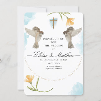 Editable Rustic Birds Wedding bjudande Inbjudningar