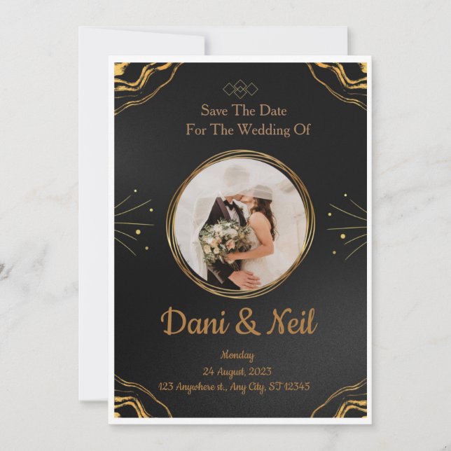 Editable Rustic Wedding Invitation Set & RSVP Bund Inbjudningar (Framsida)