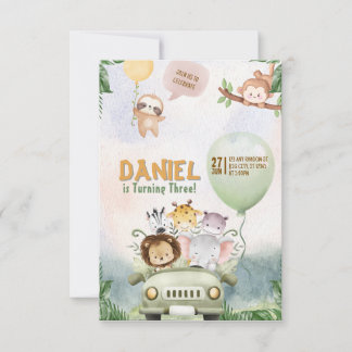 Editable Safari Birthday Invitation Inbjudningar
