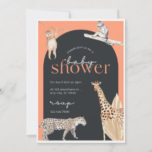 Editable Safari Jungle Animals Baby Shower-inbjuda Inbjudningar