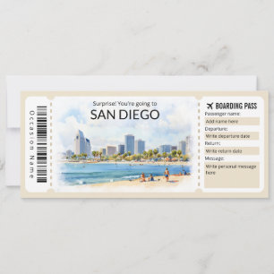 Editable San Diego Flygplan biljett, Kalifornien R Inbjudningar