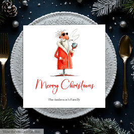 Editable Santa Claus Funny Christmas Dinner Napkin Pappersservett