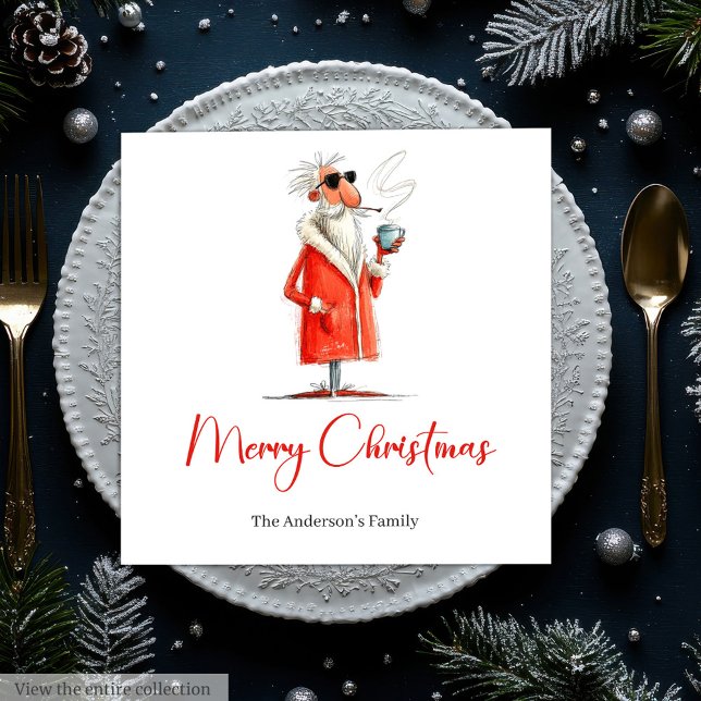 Editable Santa Claus Funny Christmas Dinner Napkin Pappersservett (Editable Santa Claus Funny Christmas Dinner Napkins

)