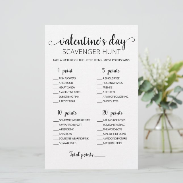 Editable Scavenger Hunt Valentine Day-spel (Stående Fram)