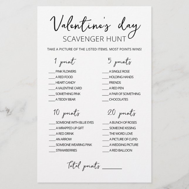 Editable Scavenger Hunt Valentine Day-spel (Framsida)