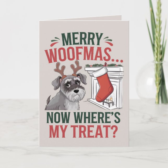 EDITABLE Schnauzer Rolig hund julkort Helgkort (Framsida)