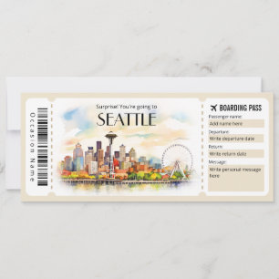 Editable Seattle Flygplan Boarding Pass Biljett Inbjudningar
