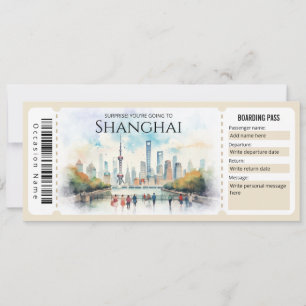 Editable Shanghai Flygplan Boarding Pass Biljett Inbjudningar