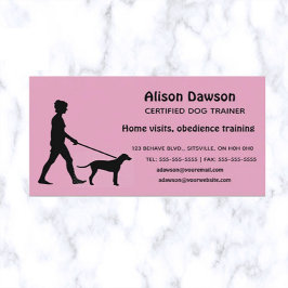 Editable Silhouette Hund med Dam-tränare Visitkort