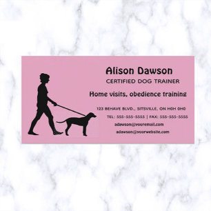Editable Silhouette Hund med Dam-tränare Visitkort