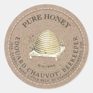 Editable Skep honey Kraft honey Burk etikett
