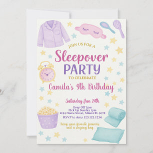Editable Sleepover Födelsedagsfest inbjudan