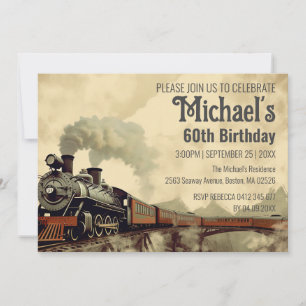 Editable Smoke Bridge Vintage Steam Tåg Birthday Inbjudningar