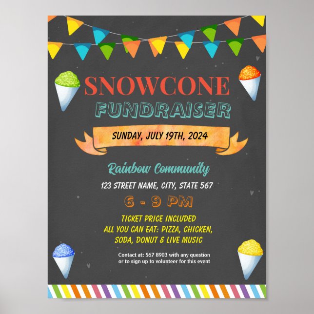 Editable Snowcone Fundraiser Flyer Poster (Framsidan)