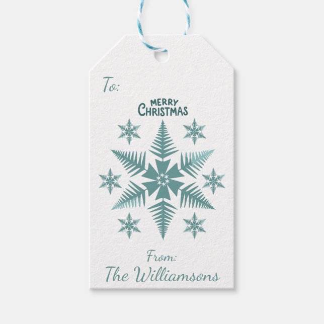 Editable Snowflake Christmas/Holiday Presentetikett (Framsidan)