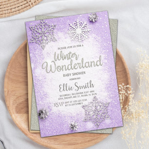 Editable Snowflake-temakort för Baby Shower för fl Inbjudningar