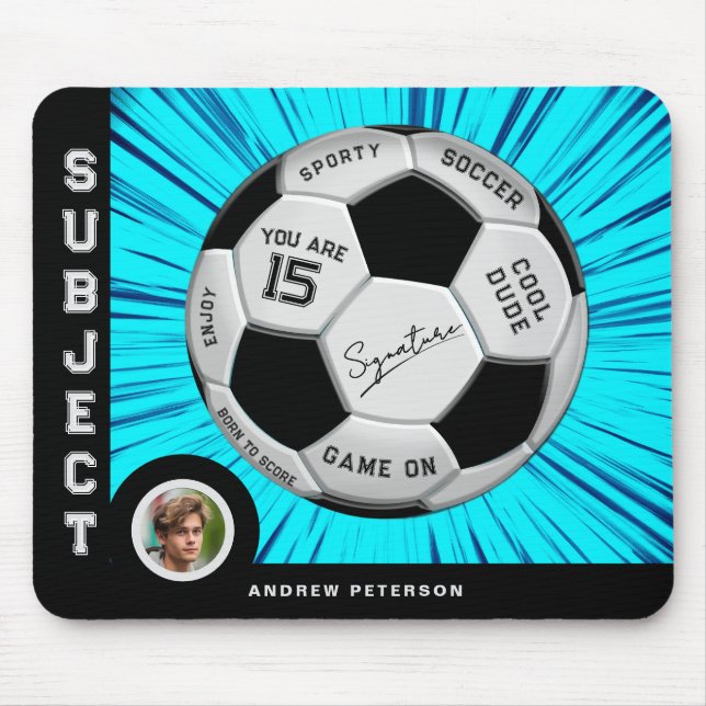 Editable Soccer Ball Bold Font Blue Birthday Musmatta (Framsidan)