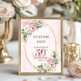 Editable Sophisticated Rose Gold 50th Birthday  Poster