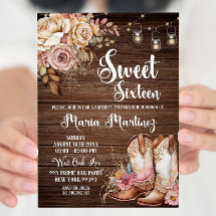 Editable Southwest rustiic cowgirl Sweet sixteen