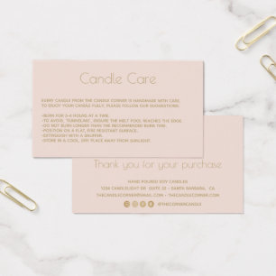 Editable Soy Candle Care Card med logotypBlush Visitkort