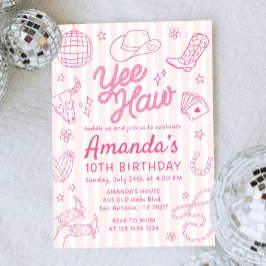 Editable Space Cowgirl Birthday Invitation, Disco Inbjudningar