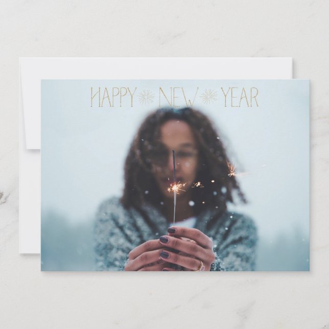 EDITABLE Sparkly Guld Gott nytt år Card Julkort (Framsida)