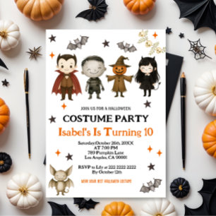 Editable Spooktacular Costume Birthday Halloween Inbjudningar