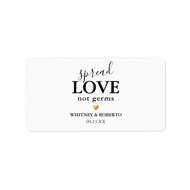 Editable Spread Kärlek Inte Germs Hand Sanitizer Adressetikett (Framsidan)