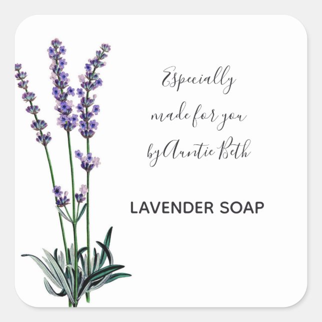 Editable Sprigs of Lavender Fyrkantigt Klistermärke (Framsida)