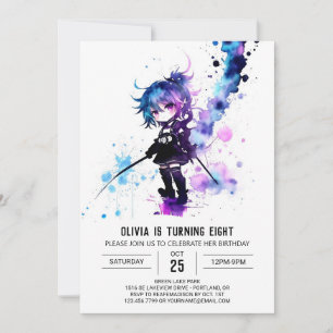 Editable Spy Ninja Digital Girl Birthday Inbjudningar