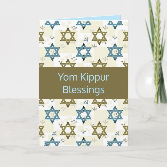 Editable Star av David Yom Kippur Blessings Card Kort (Framsida)