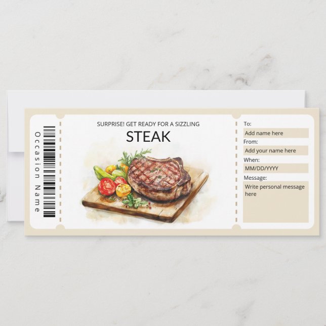 Editable Steak Gift Voucher-mall Inbjudningar (Framsida)