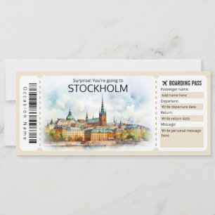 Editable Stockholm Flygplan biljett, Sverige Resa Inbjudningar