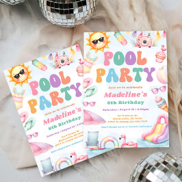 Editable Summer Bassäng Party Födelsedagsfest Inbjudningar